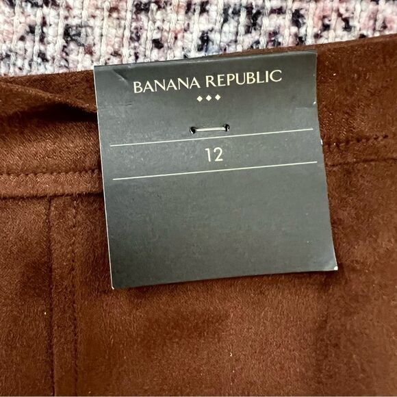 Banana Republic NWT Brown Vegan Faux Suede A-Line Mini Skirt Size 12 - Picture 9 of 14